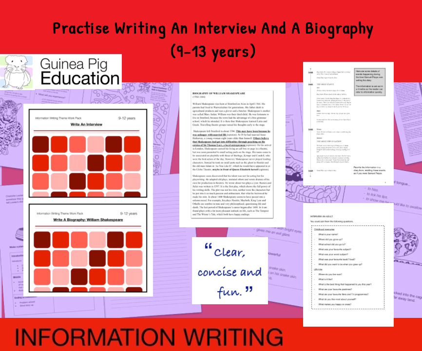 Practise Writing An Interview And A Biography (Information Writing Pack) 9-14 years