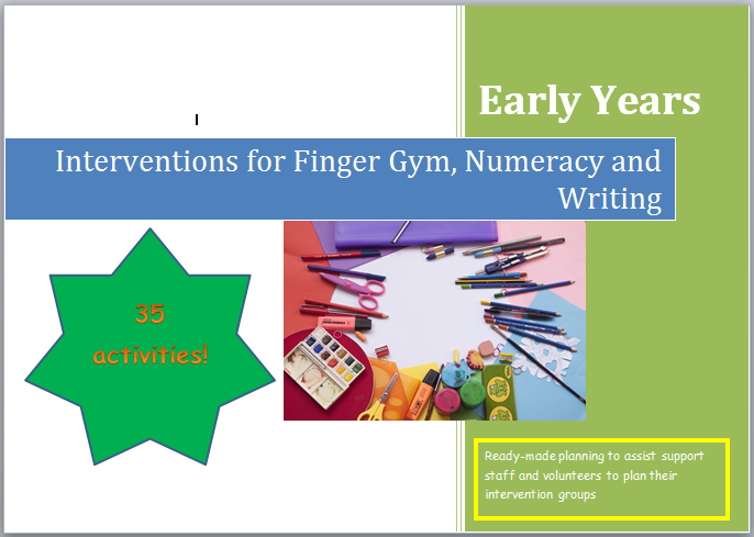 Intervention Planning. Targeted Support for Finger Gym, Numeracy and Writing