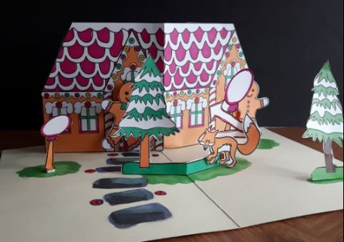 Christmas Crafts - POP--UP Gingerbread House Scene