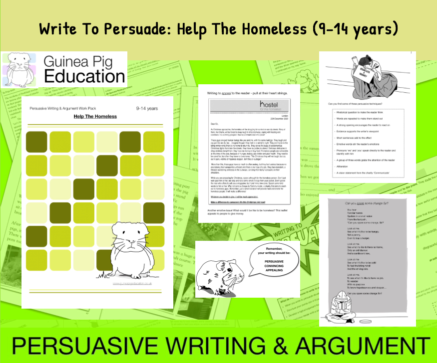 Write To Persuade: Help The Homeless (Persuasive Writing Pack) 9-14 years