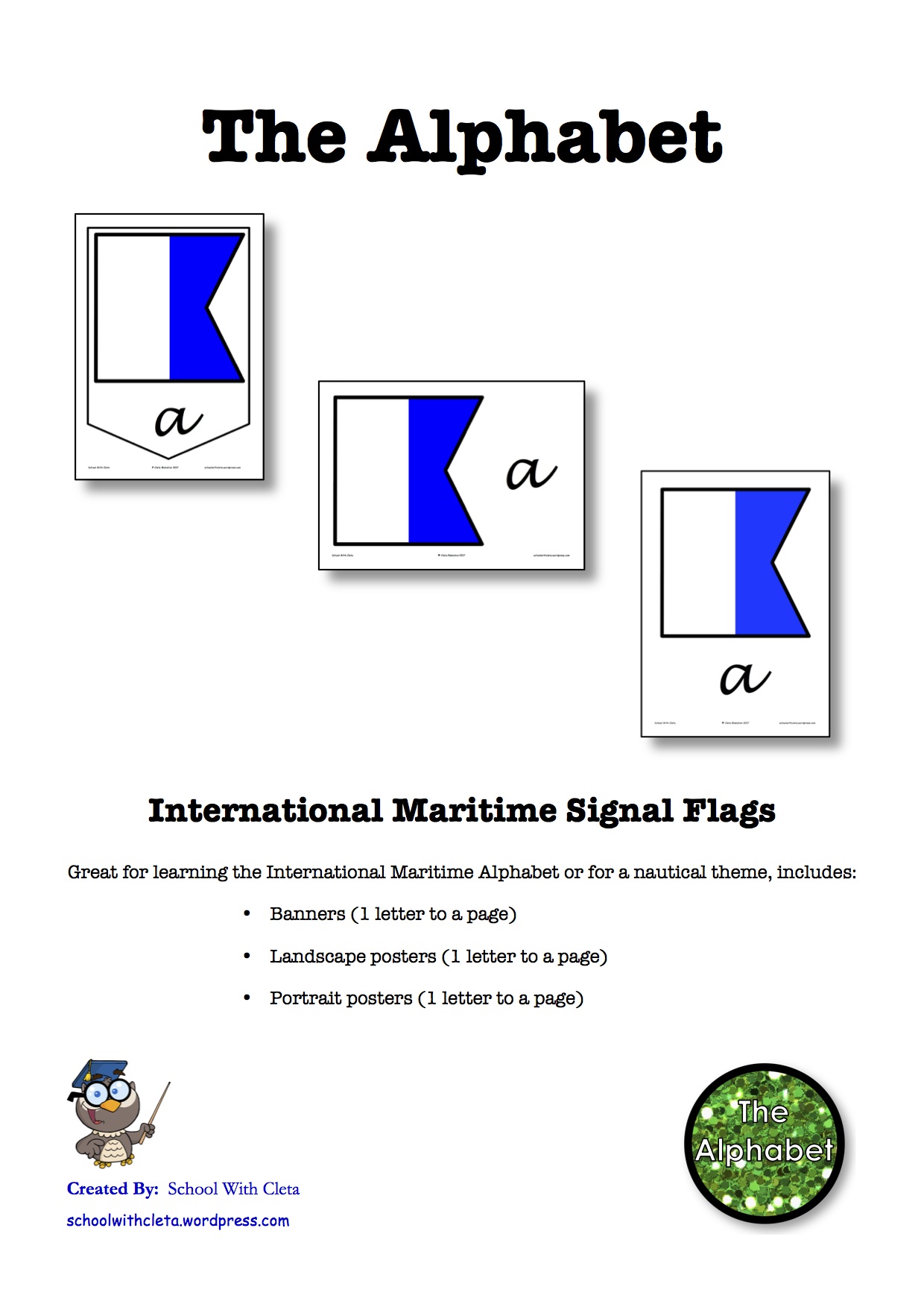 International Maritime Signal Flags Alphabet Banner & Posters: Cursive Writing