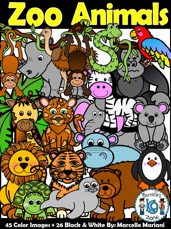 Zoo Animals Clipart- Safari Animals Clipart- (95 Images) Commercial Use