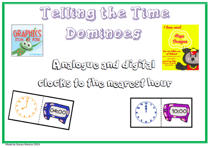 Telling the Time Domino pack! (CCSS and Ausvels aligned)