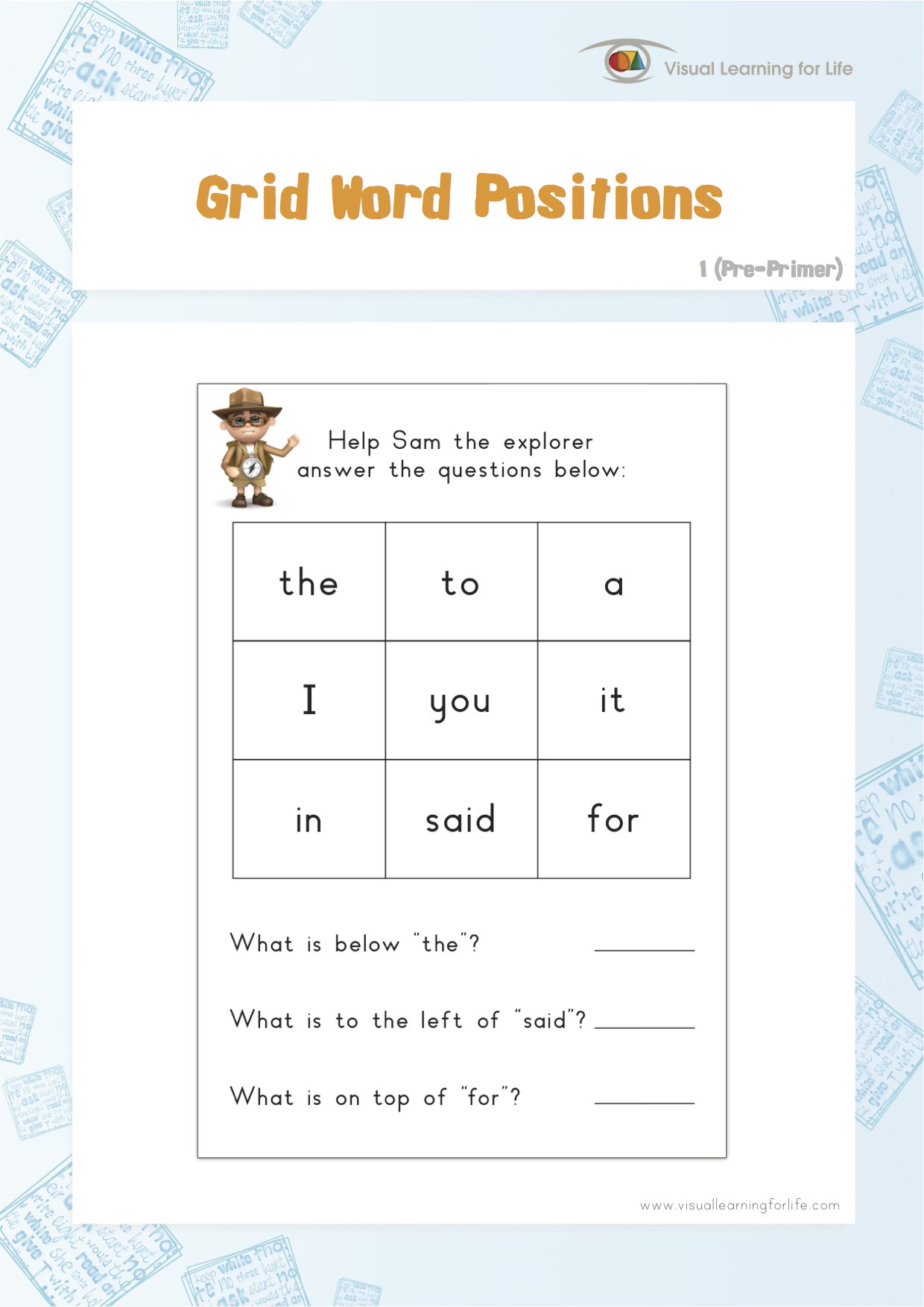 Grid Word Positions 1