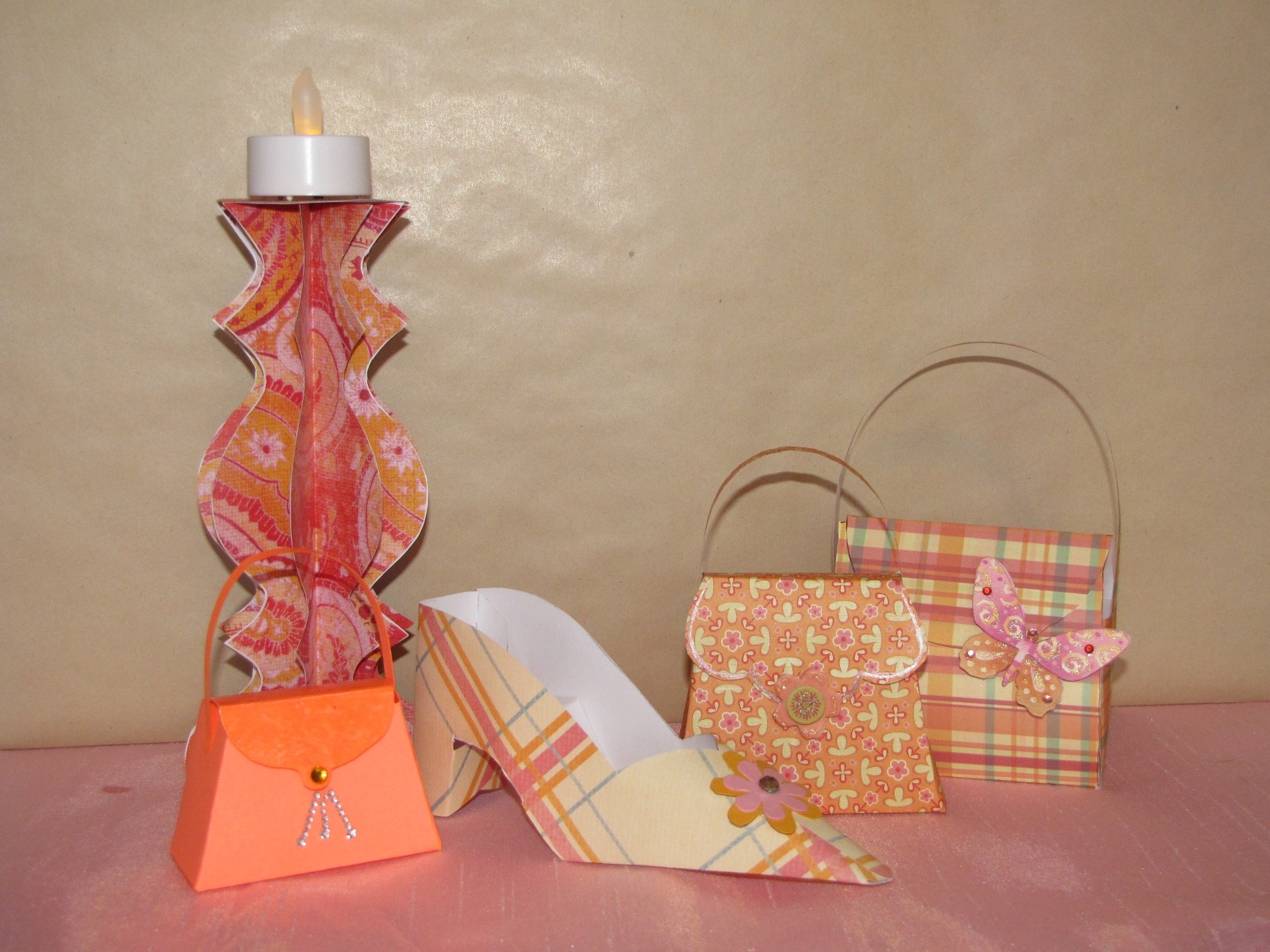Mother's Day Craft - 3 Purses, Shoe and Candlestick Holder