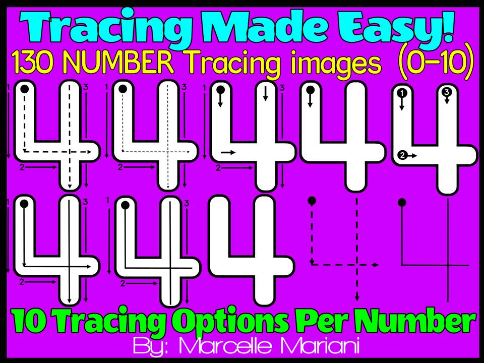 NUMBER TRACING- Correct NUMBER Formation CLIP ART (130 IMAGES)
