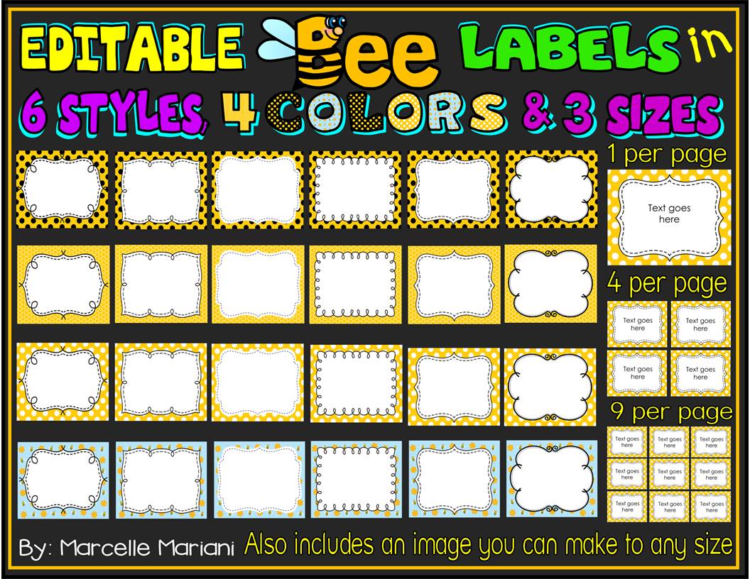 BEE THEMED LABELS (EDITABLE)