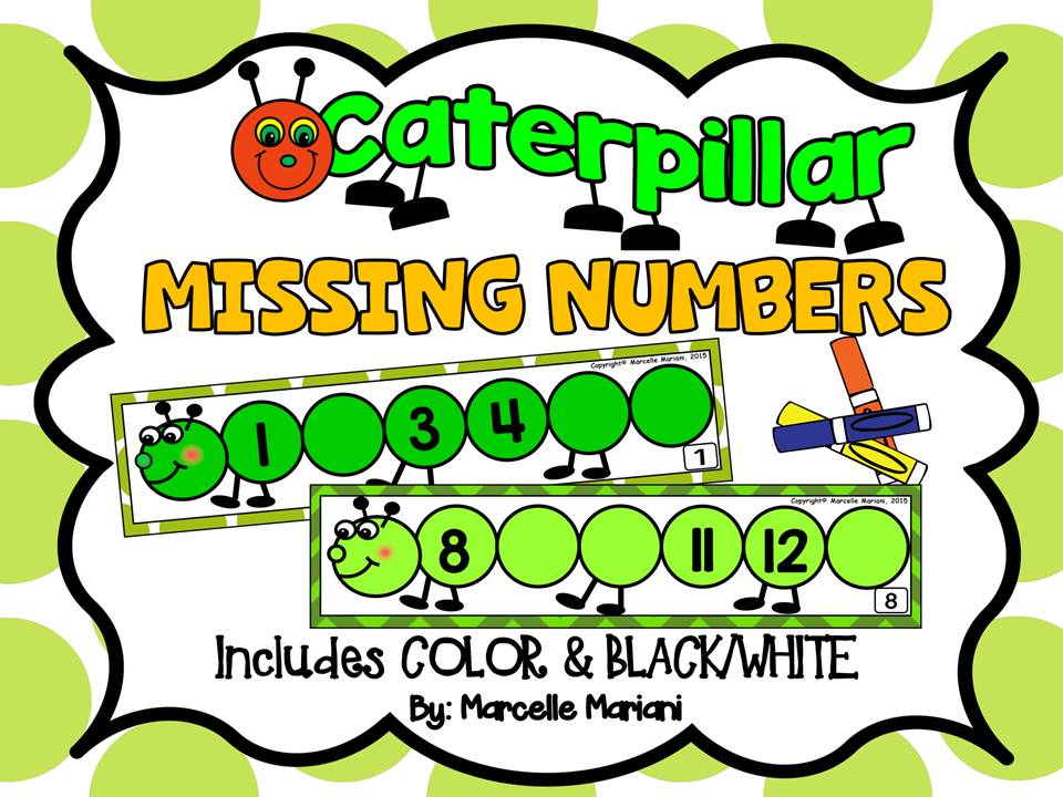 Insects- Caterpillar-Missing Numbers- Fill in the Missing Numbers- Number Strips