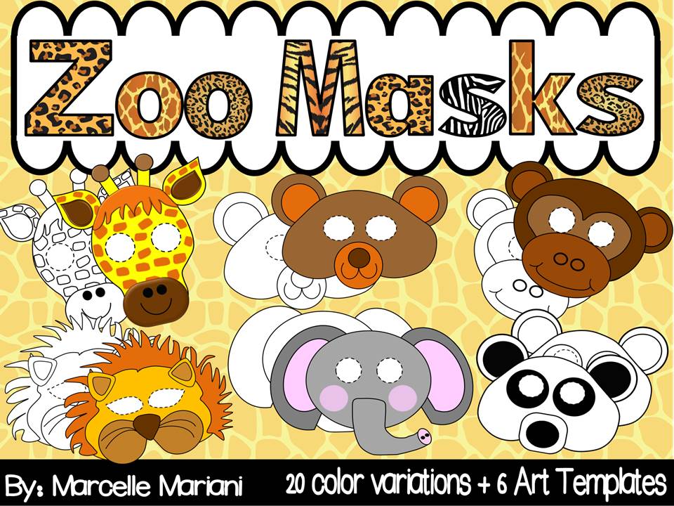 ZOO Animals-ZOO ART ACTIVITIES-ZOO MASKS-Colour & Black/White