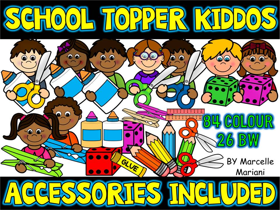 School Kids Toppers Clip art & school supplies Clipart-Commercial & Personal use