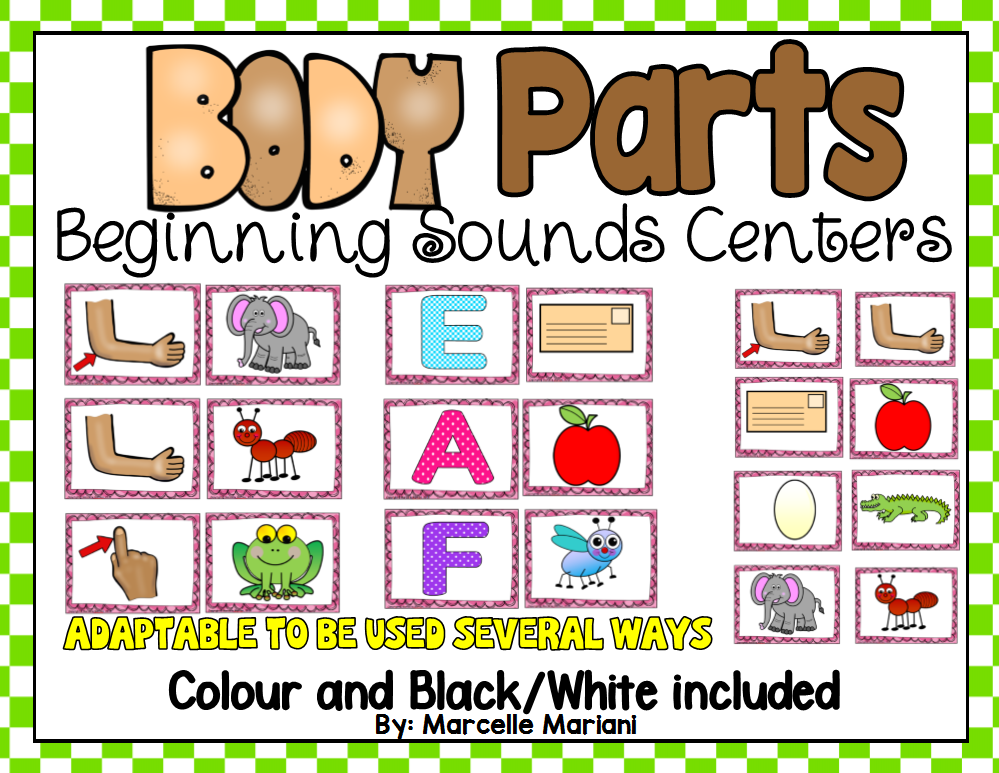 BODY PARTS-BEGINNING SOUNDS Center Activities- Literacy Centers