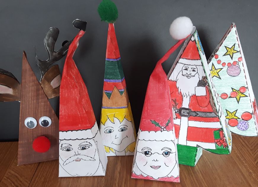 Christmas Crafts - Reindeer, Elf, Santa and Mrs. Claus, 2 Tree Boxes