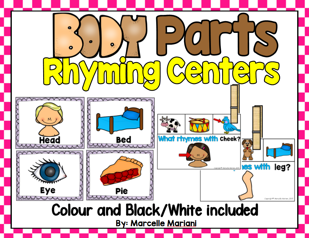 BODY PARTS-Rhyming Center Activities- Rhyming Literacy Centers