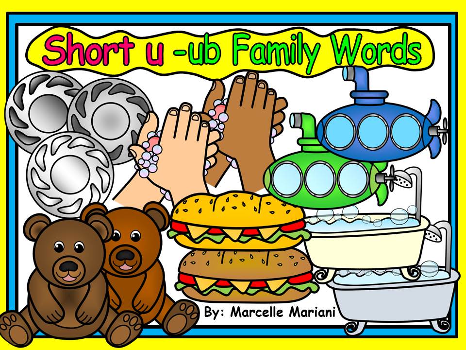 Short u CVC- UB Family Words Clipart Graphics- Commercial & Personal use