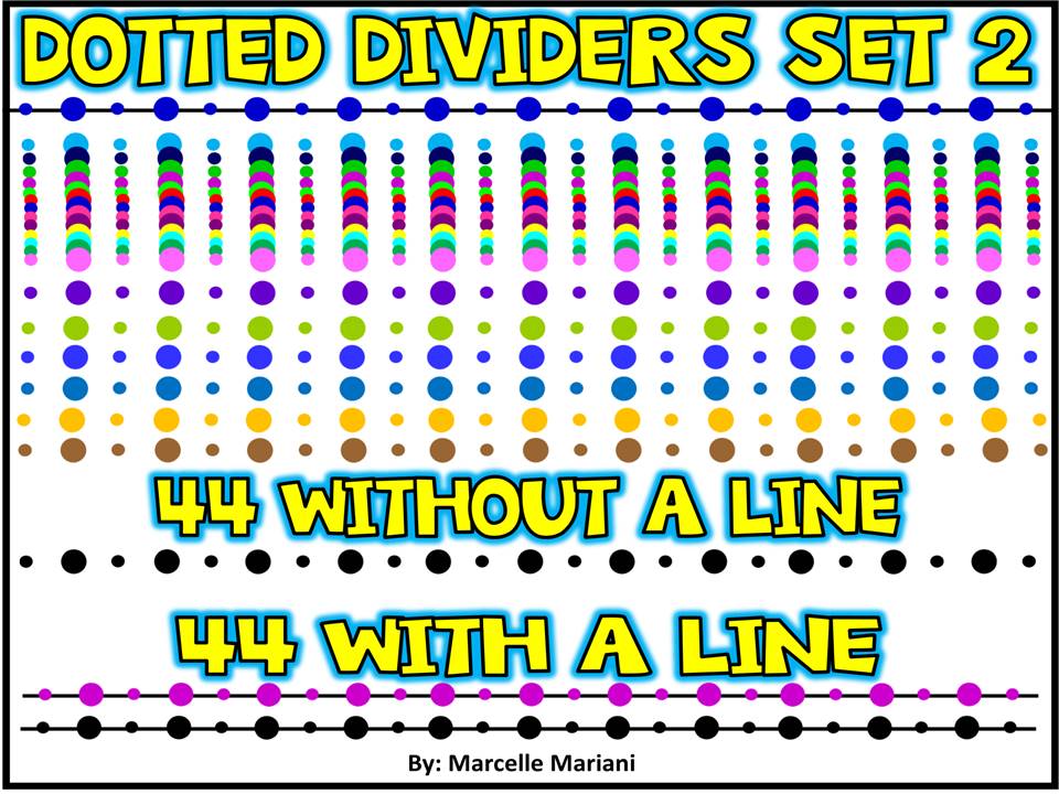 PAGE DIVIDERS ACCENTS- COLORED DOTS-SET 2- 88 DOTTED PAGE DIVIDERS