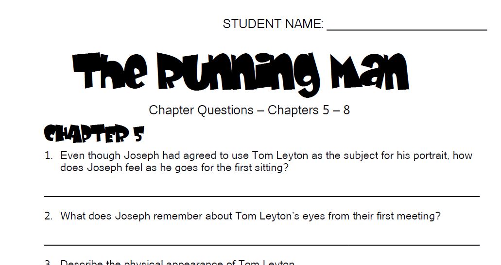 The Running Man - Comprehension Questions - Ch 5-8