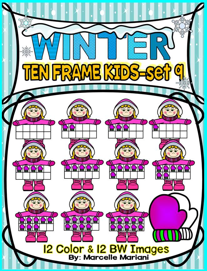 TEN FRAME KIDS- WINTER EDITION- SET 9- COMMERICAL USE