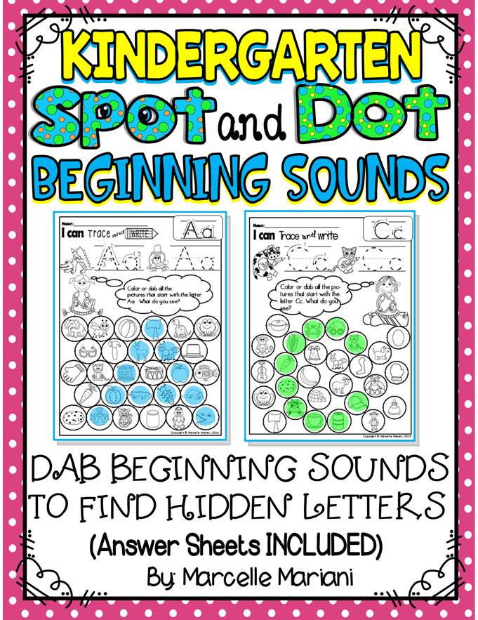 Alphabet BEGINNING SOUNDS-Color or Dab Worksheets-HIDDEN LETTERS-KG