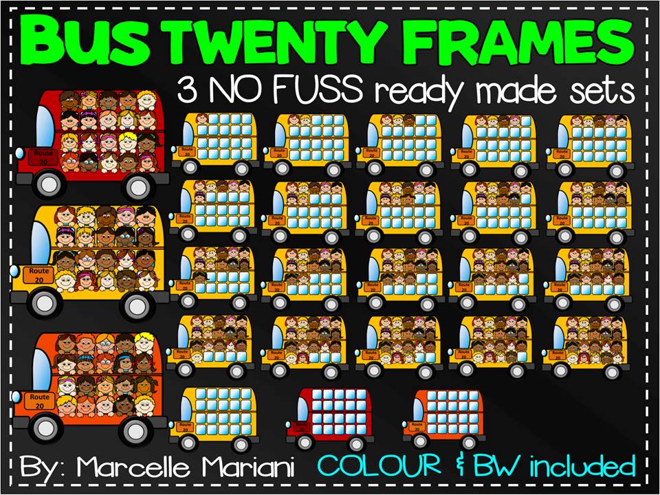 BUS TEEN FRAMES- TRANSPORTATION TEN FRAMES CLIP ART- COMMERCIAL USE- 126 images