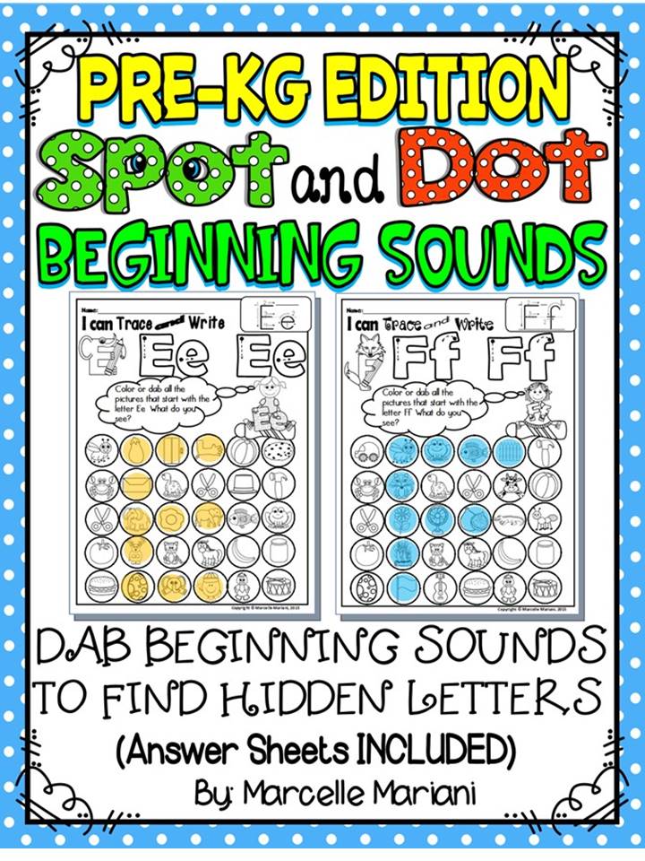 Alphabet BEGINNING SOUNDS-Color or Dab Worksheets-HIDDEN LETTERS-PRE-KG