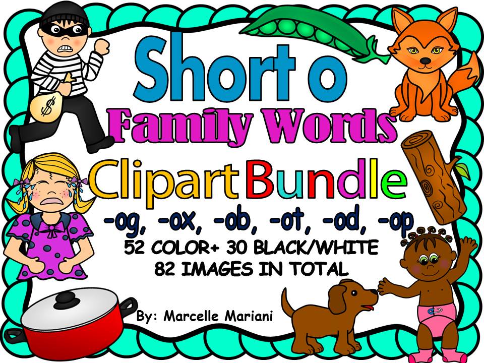 CVC Clipart- Short O CVC Clipart Bundle- SHORT O VOWEL WORDS CLIPART
