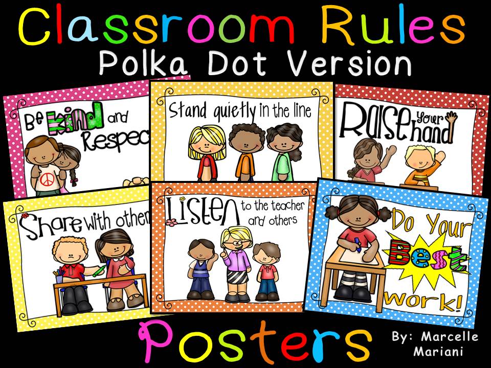 Classroom Rules Posters (POLKA DOTS EDITION+ No Colour Background included)