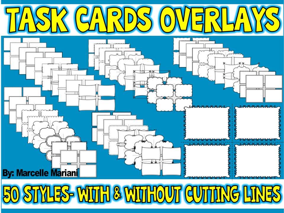 TASK CARDS OVERLAYS TEMPLATES- 50 TASK CARD CLIP ART TEMPLATES