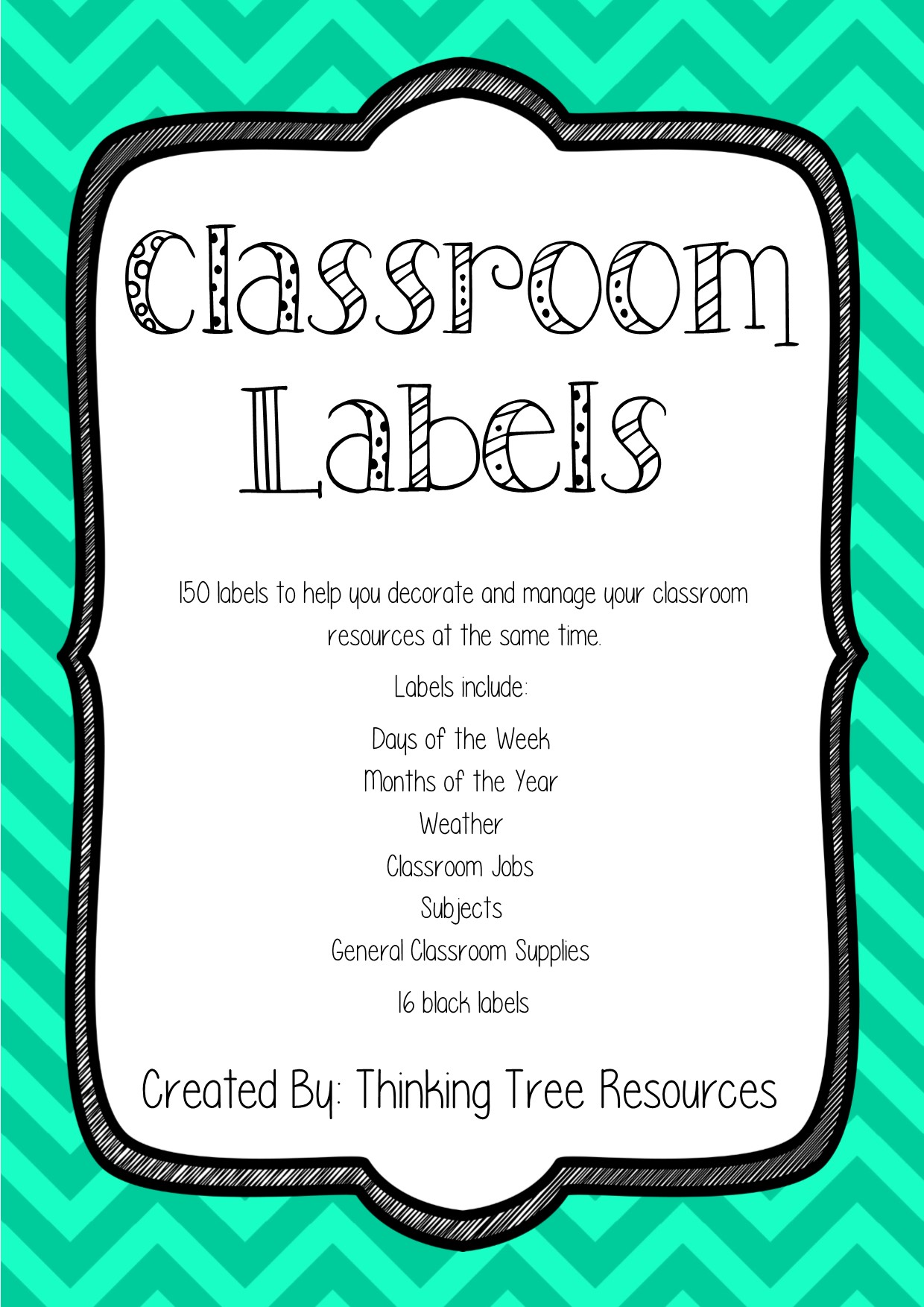 Classroom Labels - Bright Chevron