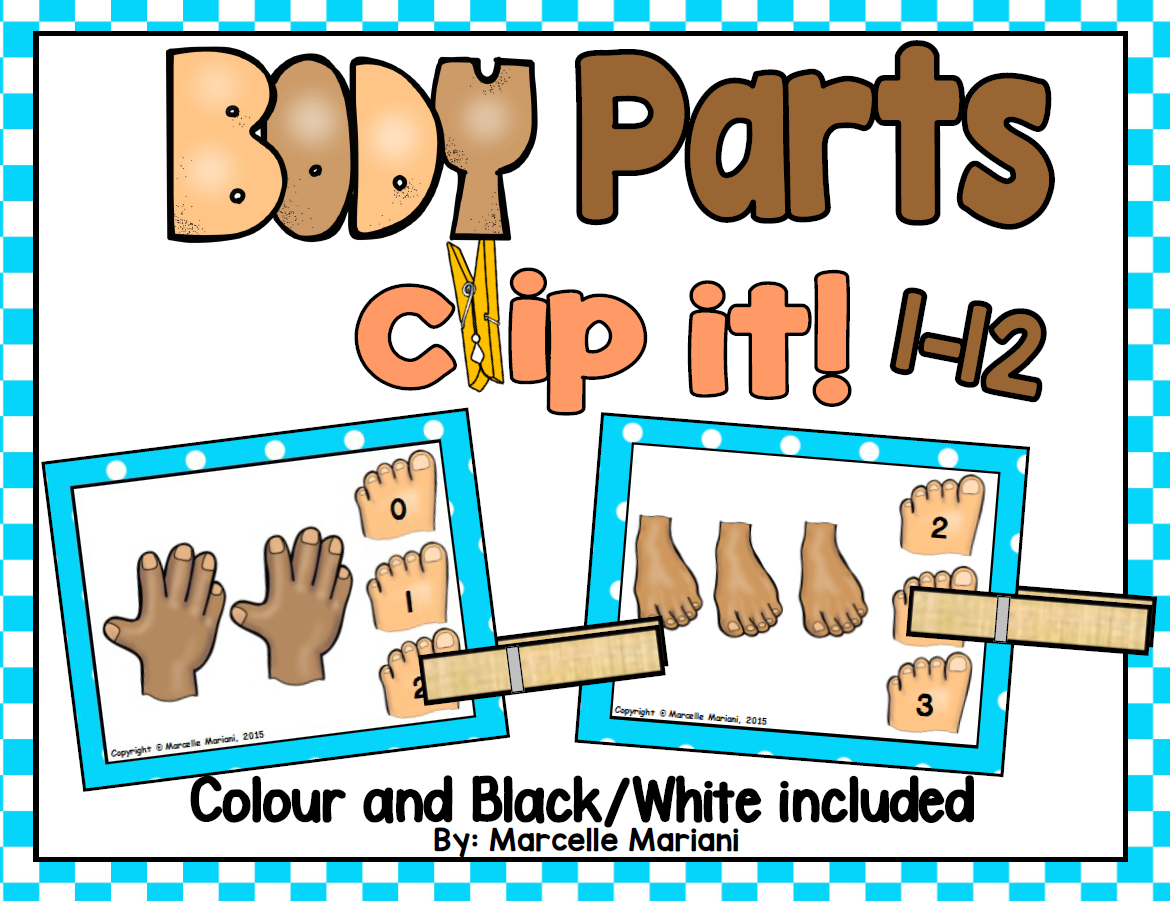Body Parts- Math Center Activity- Count and Clip- Numbers 1-12