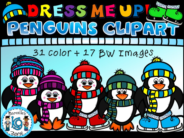 PENGUINS CLIPART- Dress me up! Dress the Penguins-Commercial and personal use