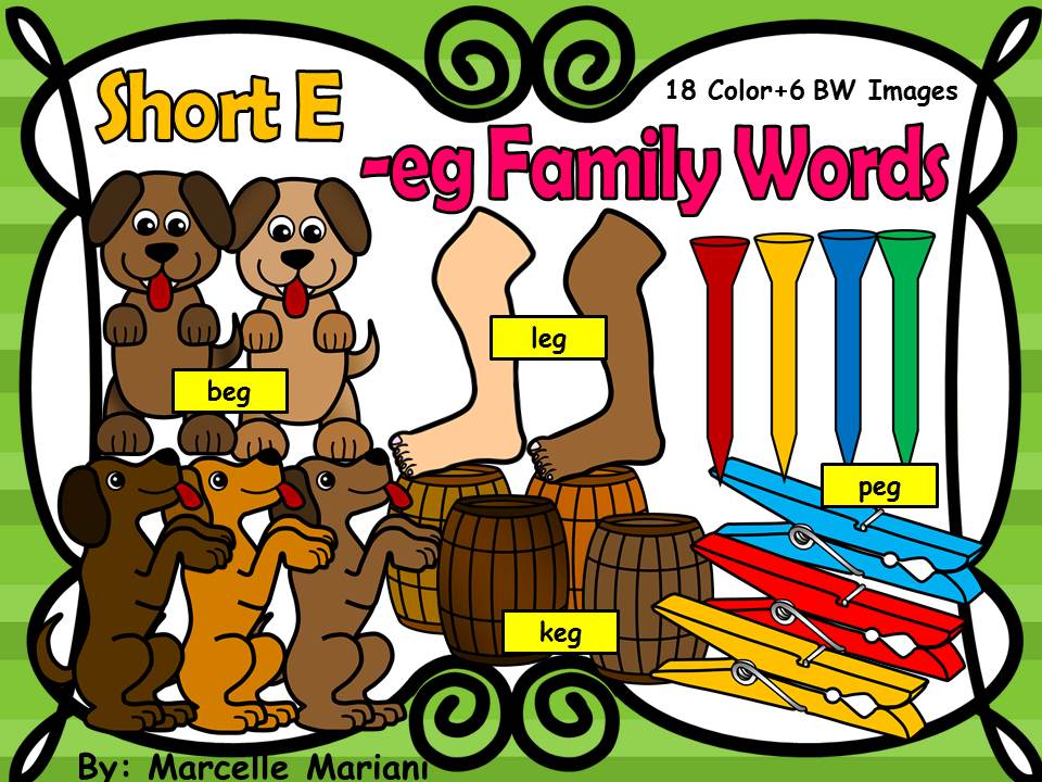 Short e- EG Family Words Clipart Graphics- Commercial & Personal use