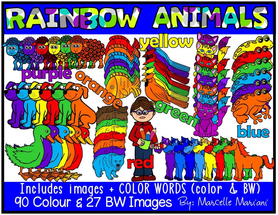 Rainbow Animals Clip art- Animals clip art graphics