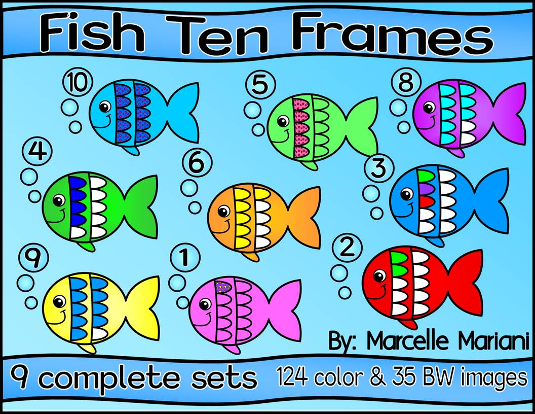 FISH TEN FRAMES- SUMMER TEN FRAMES- COMMERCIAL USE- 159 images