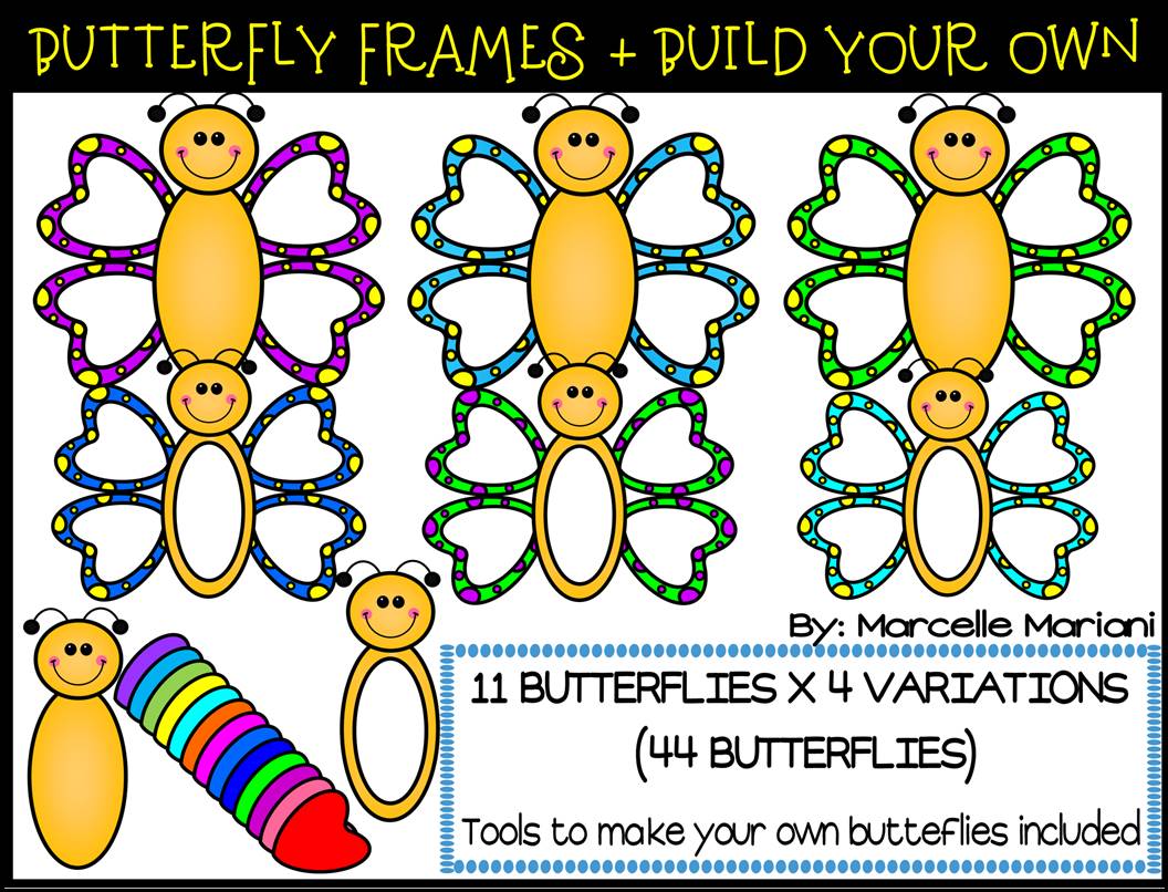BUTTERFLY FRAMES & MAKE YOUR OWN BUTTERFLIES CLIP ART GRAPHICS- 207 IMAGES