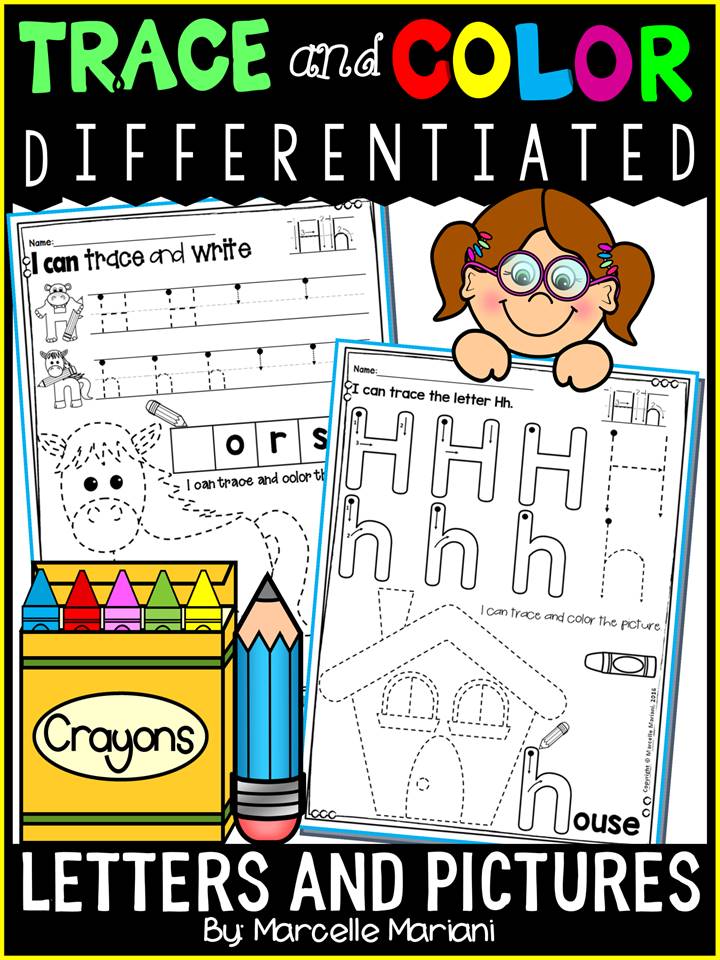 Alphabet LETTER & PICTURE TRACING WORKSHEETS- DIFFERENTIATED
