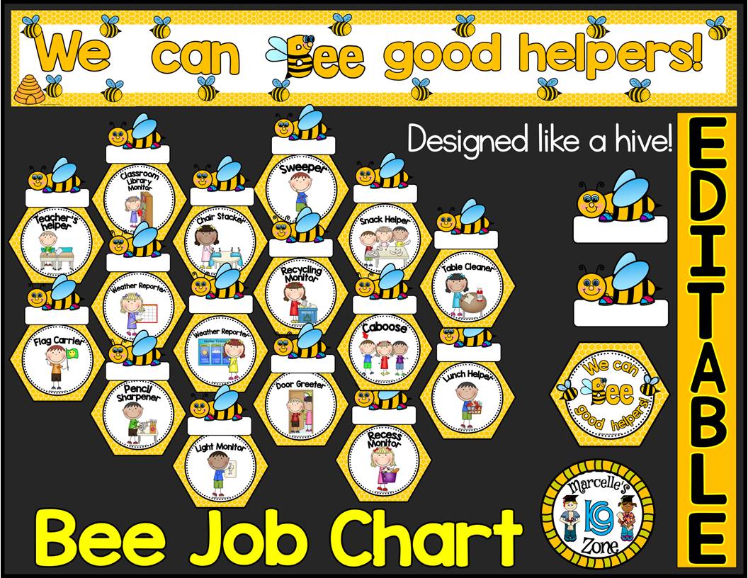 Classroom Job Chart - EDITABLE (BEE HIVE CLASSROOM JOB CHART)