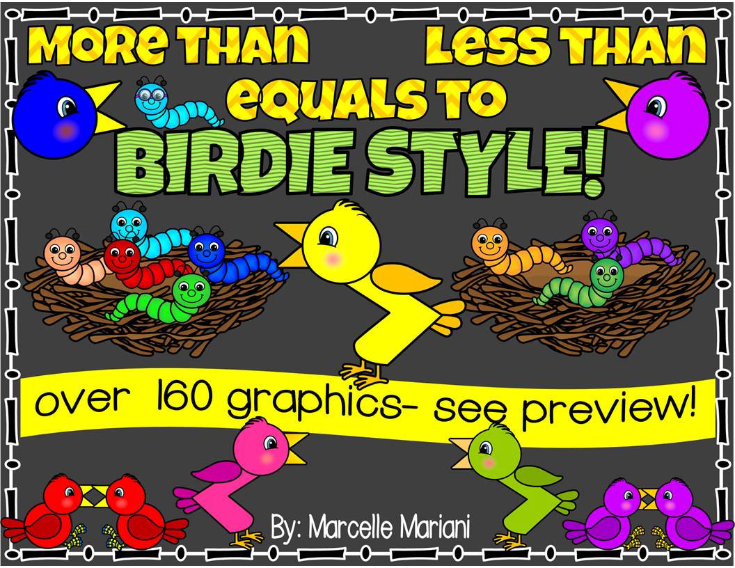 MORE THAN- GREATER THAN- LESS THAN CLIP ART GRAPHICS- BIRDIE STYLE (164 IMAGES)