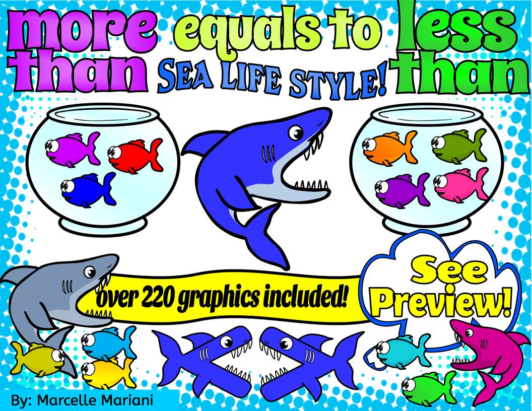 MORE THAN-GREATER THAN- LESS THAN - EQUALS CLIP ART SEA LIFE STYLE (222 IMAGES)