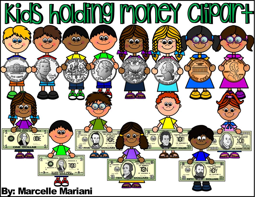 KIDS HOLDING U.S MONEY CLIP ART
