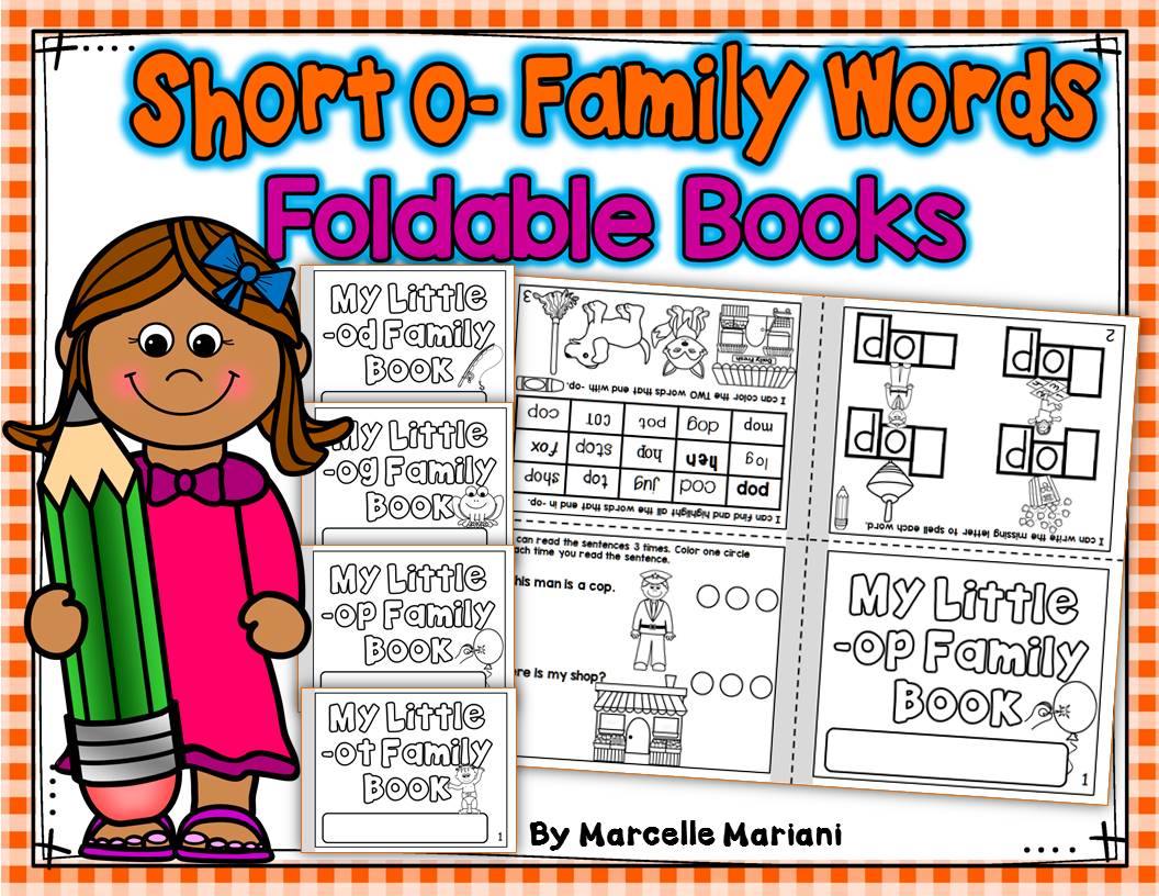Word Family, short O ONE PAGE FOLD-ABLE BOOKS (4 Books)