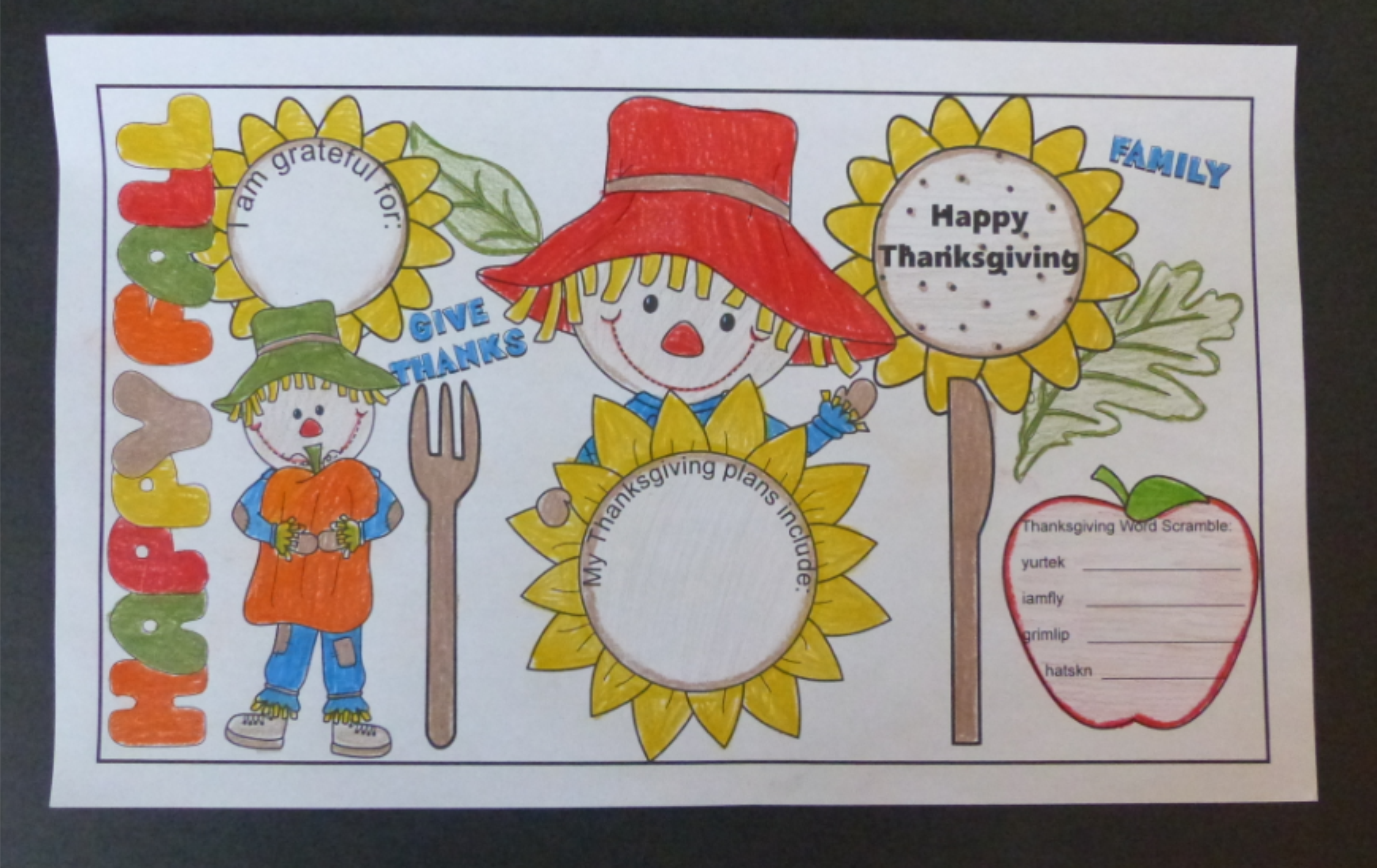 Thanksgivng Crafts - Placemats