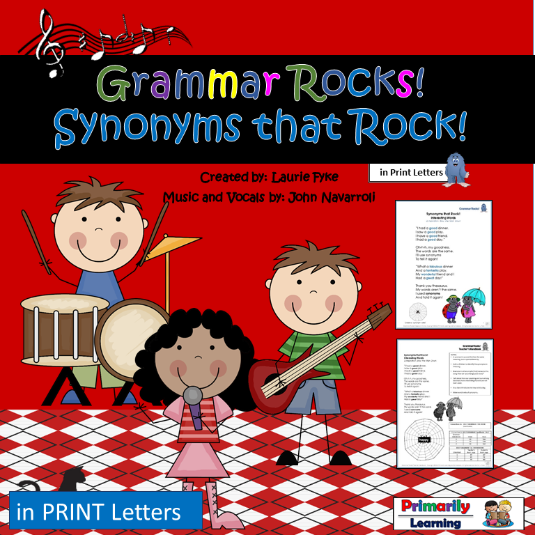 Grammar Synonym Song Print K 2 Teach In A Box