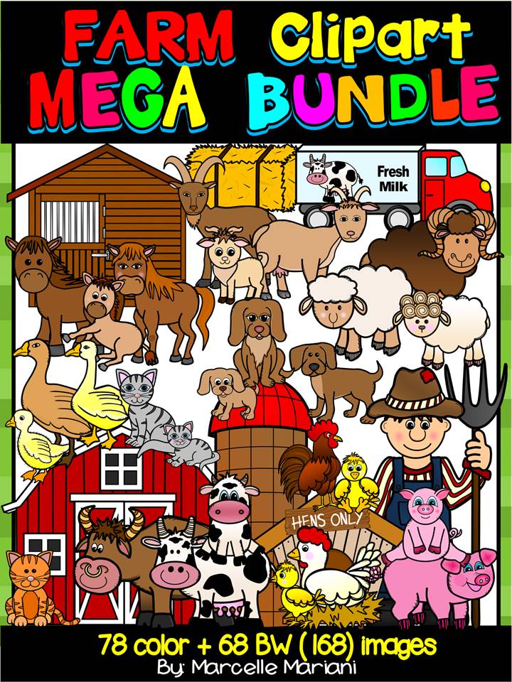 FARM ANIMALS-ON THE FARM-MEGA CLIPART BUNDLE-168 IMAGES (commercial use)