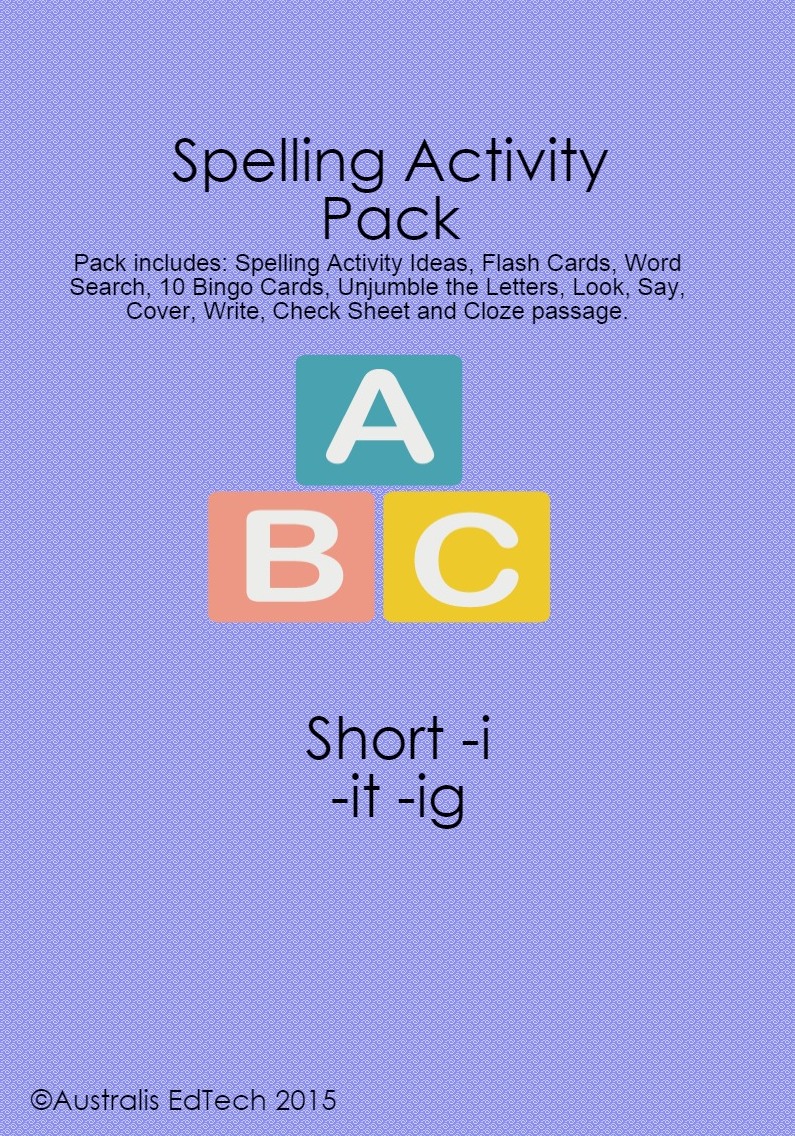 Short i -it and ig Spelling Pack