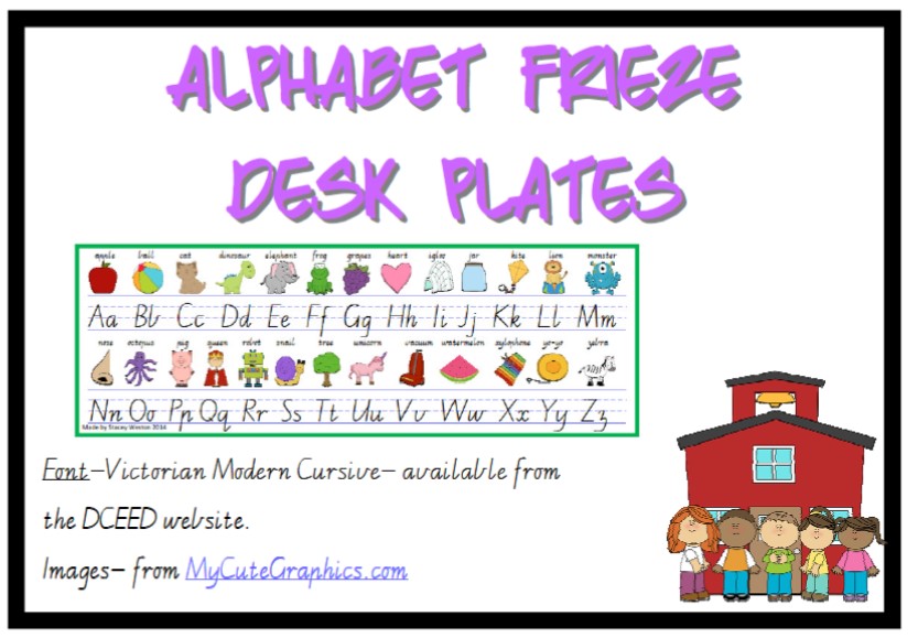 Alphabet Frieze Desk plates - Victorian Cursive