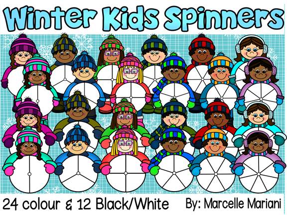 Winter Kids Spinners- Personal & commercial use (36 images)
