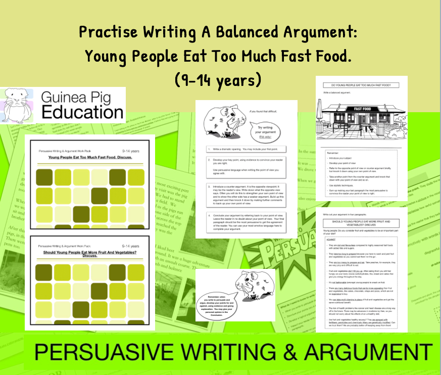 Practise Writing A Balanced Argument: Young People Eat Too Much Fast Food (9-14)
