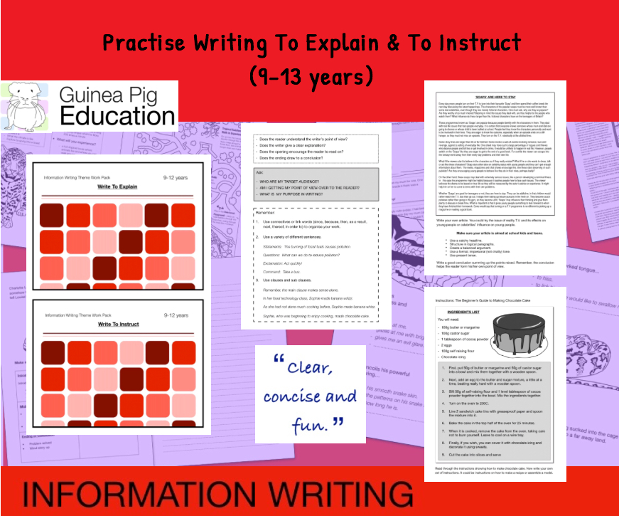 Practise Writing To Explain And To Instruct (Information Writing Work Pack) 9-14 years