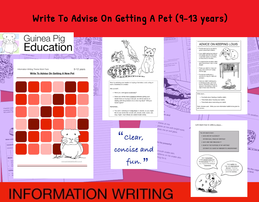 Practise Writing To Advise On Getting A Pet (Information Writing Work Pack) 9-14 years