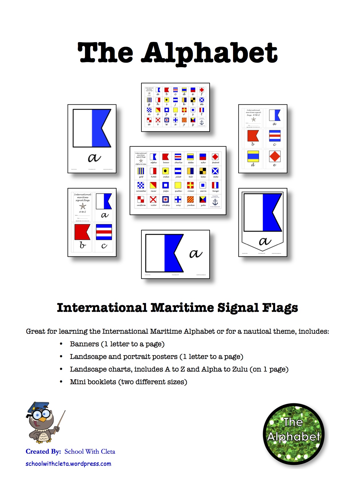 BUNDLE:  Alphabet With The International Maritime Signal Flags: Cursive Writing